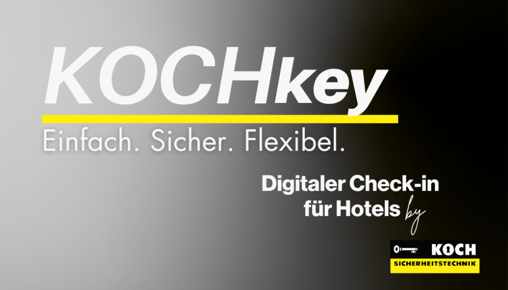 Grafik mit schwarz-weißem Hintergrund und Logo von Schlüssel Koch.